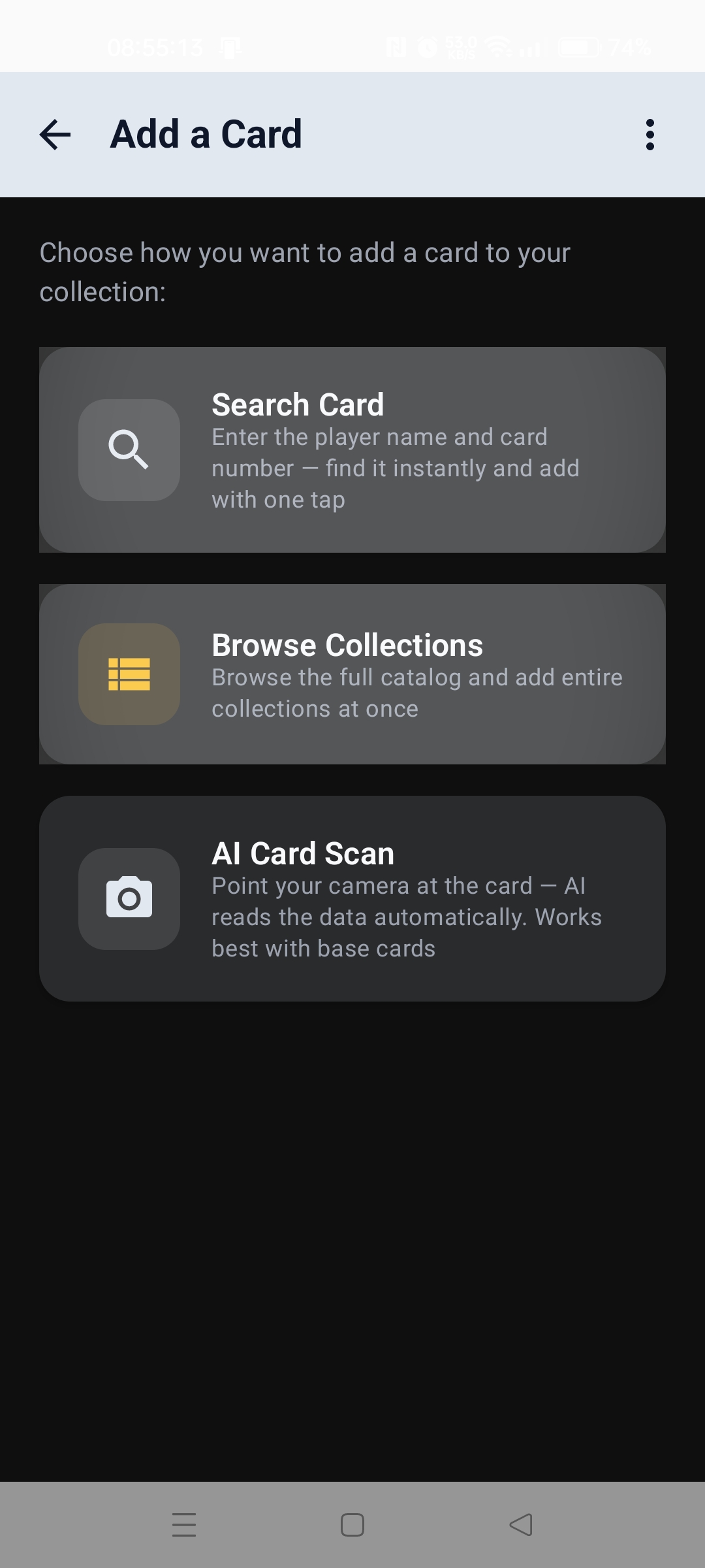 Add Card / AI Scan